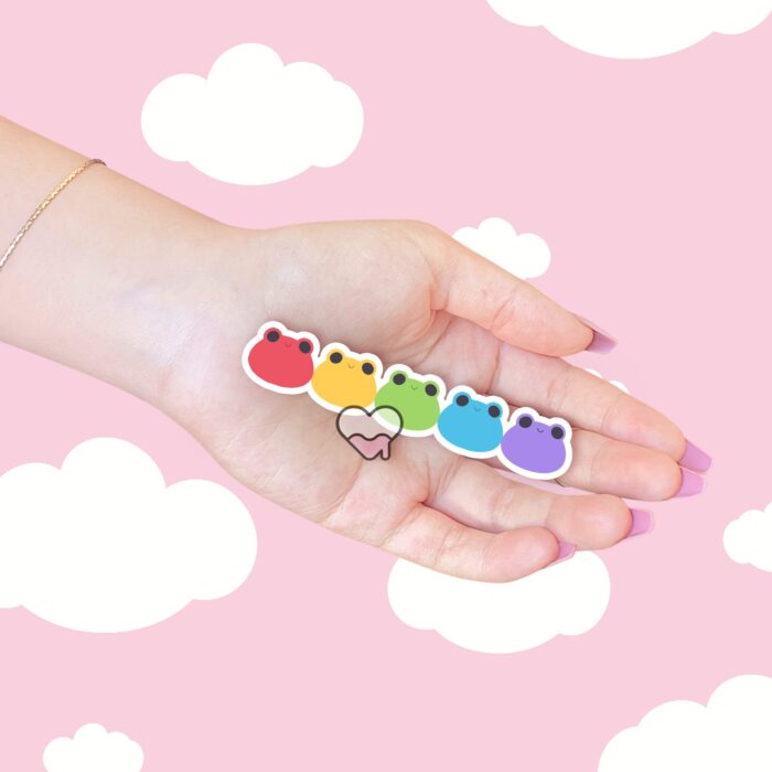 Long Froggies Rainbow Sticker