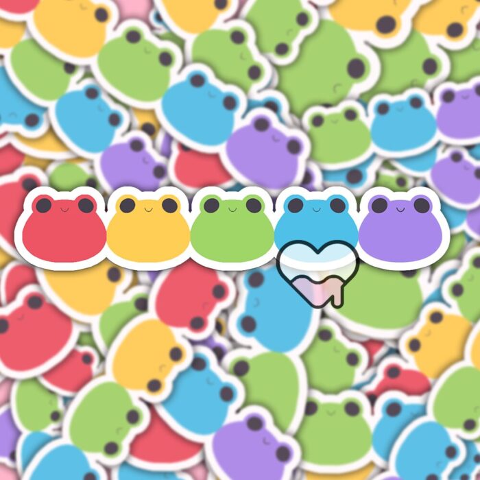 Long Froggies Rainbow Sticker