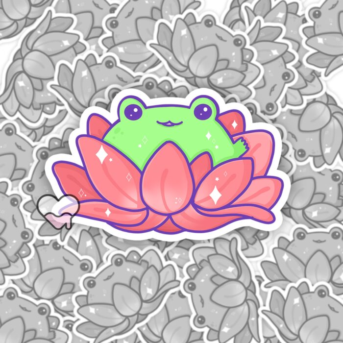 Lotus Frog Pink Sticker