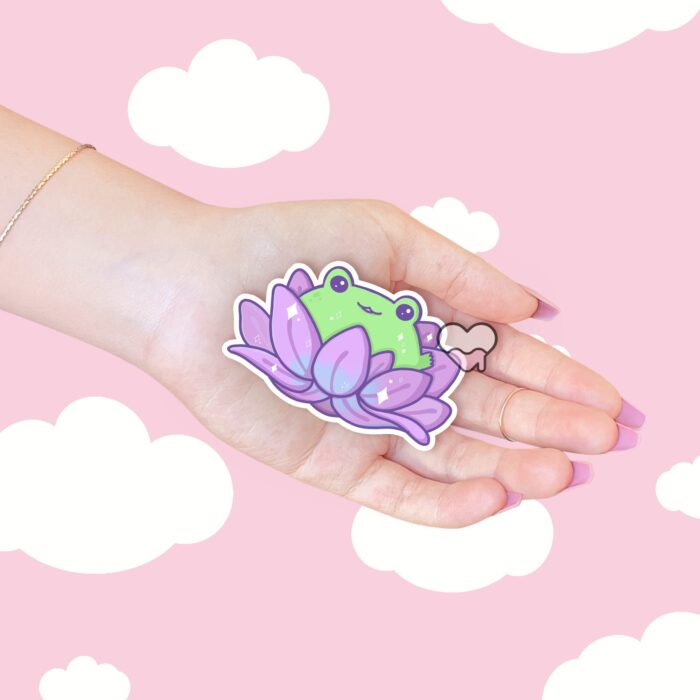 Lotus Frog Purple Sticker
