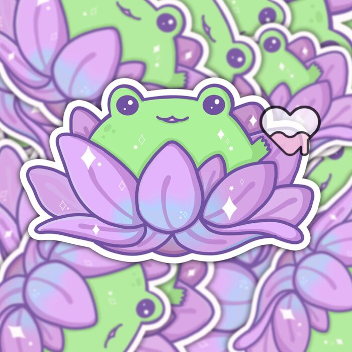 Lotus Frog Purple Sticker