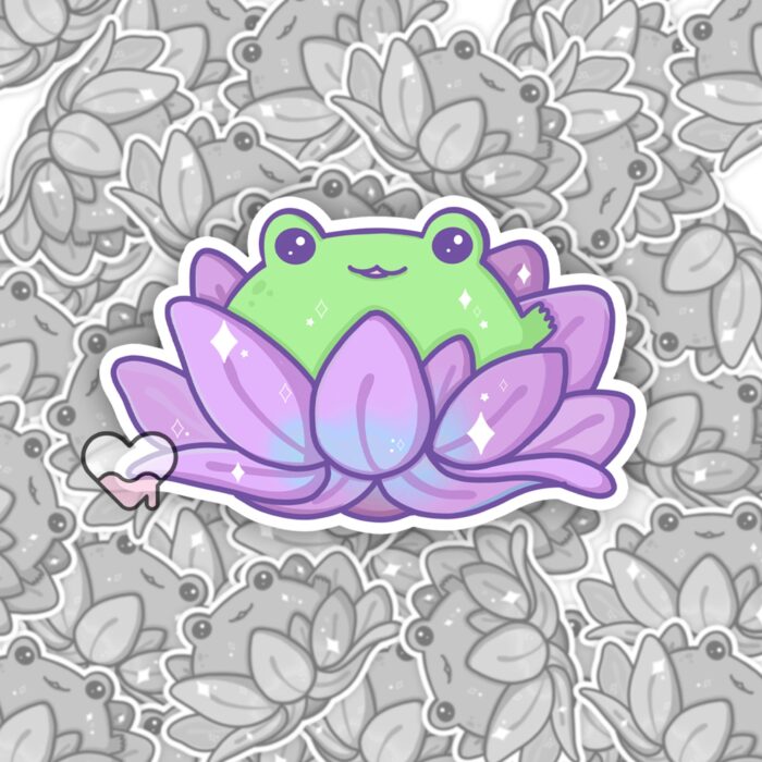 Lotus Frog Purple Sticker