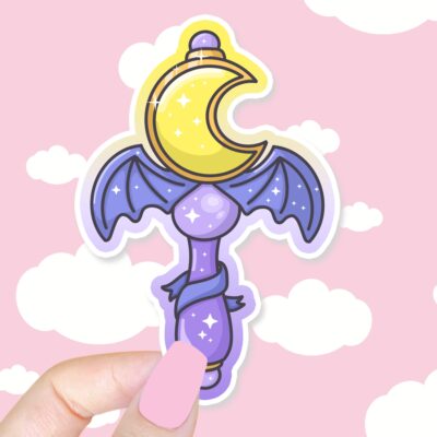 Magical Bat Moon Wand Sticker