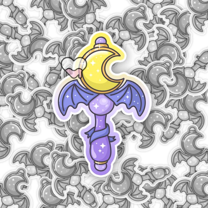 Magical Bat Moon Wand Sticker