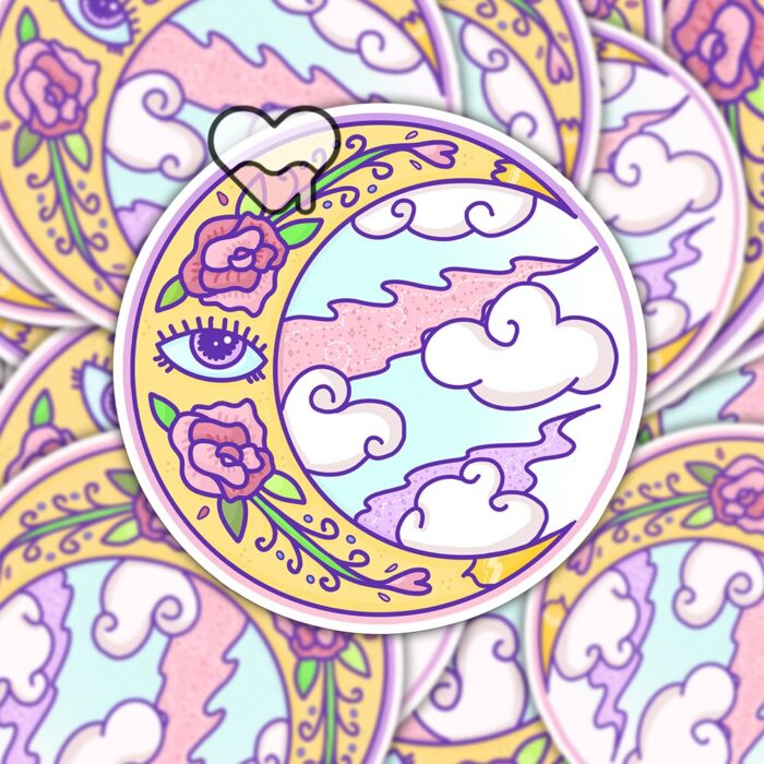 Mystical Moon and Clouds Sticker