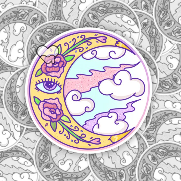 Mystical Moon and Clouds Sticker