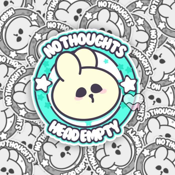 No Thoughts Head Empty Bunny Sticker