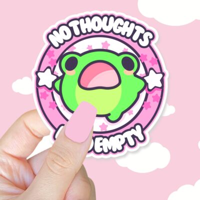 No Thoughts Head Empty Frog Sticker