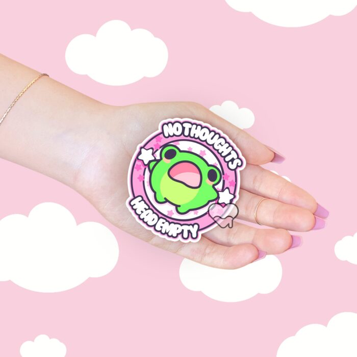 No Thoughts Head Empty Frog Sticker