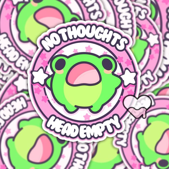 No Thoughts Head Empty Frog Sticker