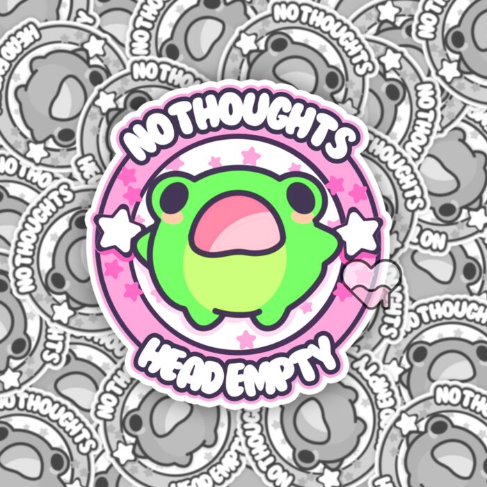 No Thoughts Head Empty Frog Sticker
