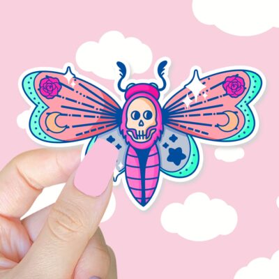 Pastel Deaths Head Moth Sticker