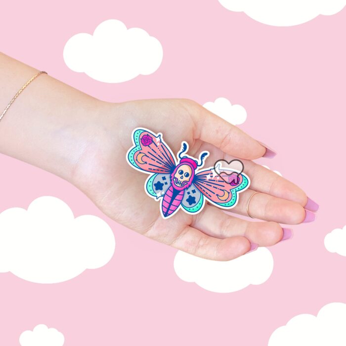 Pastel Deaths Head Moth Sticker