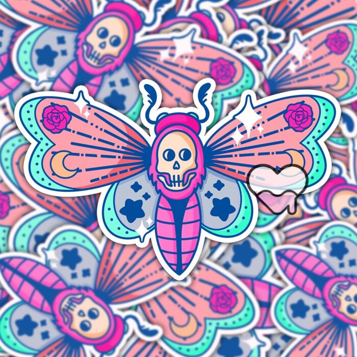 Pastel Deaths Head Moth Sticker