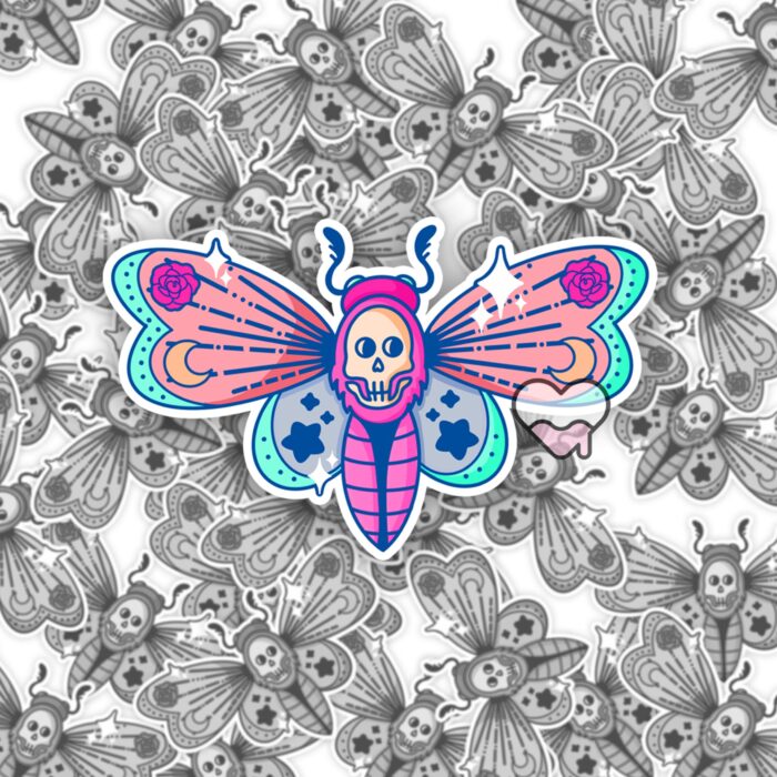Pastel Deaths Head Moth Sticker