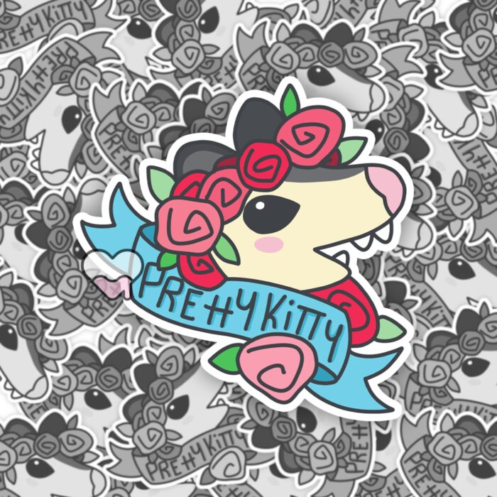 Pretty Kitty Possum Sticker