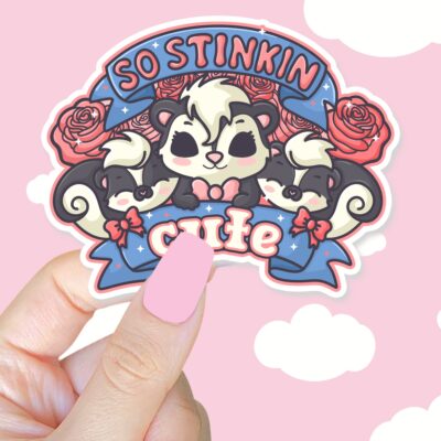 So Stinkin Cute Skunk Dark Blue Sticker