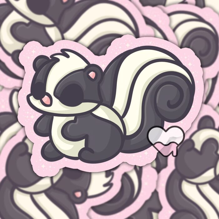 Sparkly Skunks Pink Sticker