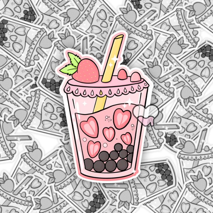 Strawberry Boba Sticker