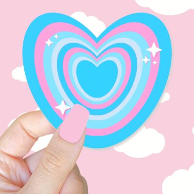 Striped Heart Blue Sticker