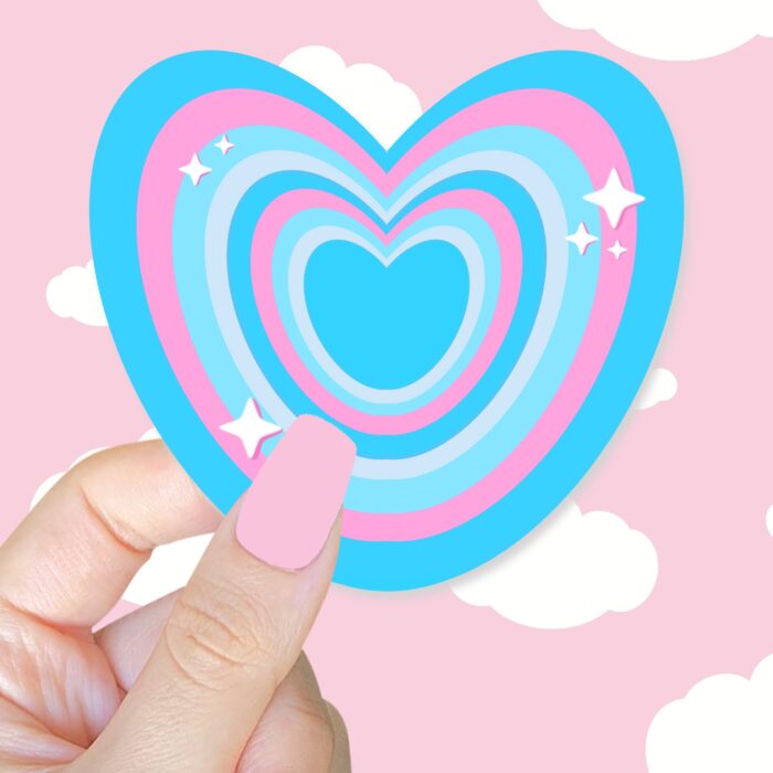Striped Heart Blue Sticker