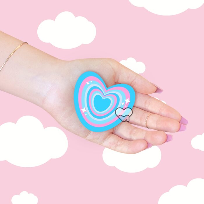 Striped Heart Blue Sticker