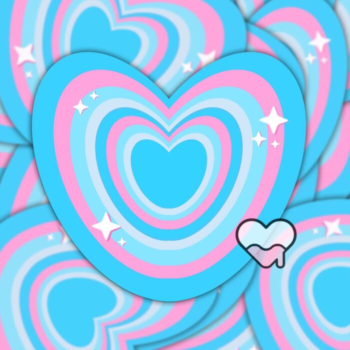 Striped Heart Blue Sticker