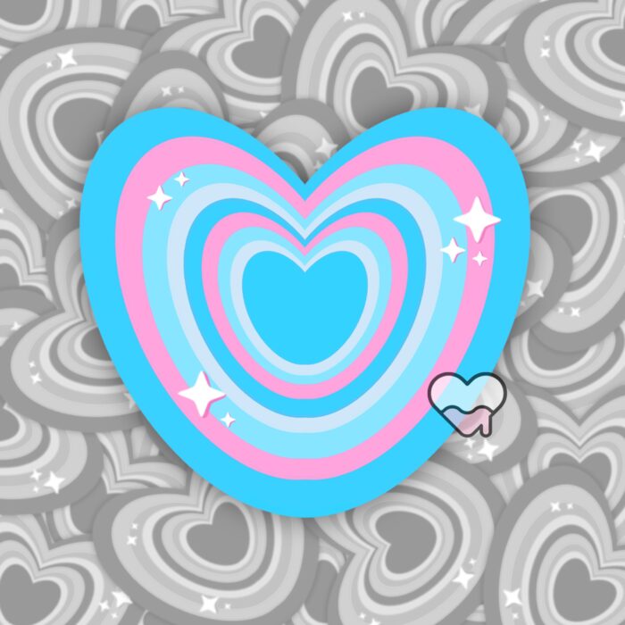 Striped Heart Blue Sticker