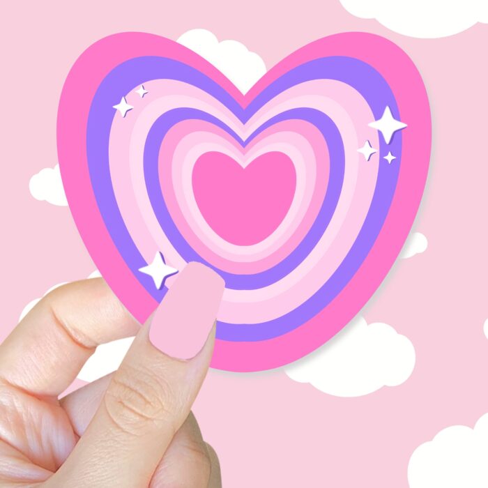 Striped Heart Pink Sticker