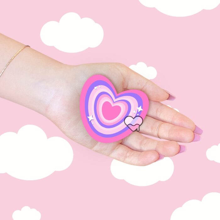 Striped Heart Pink Sticker