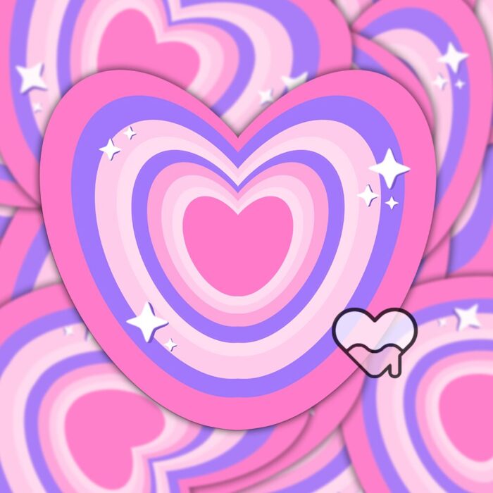 Striped Heart Pink Sticker
