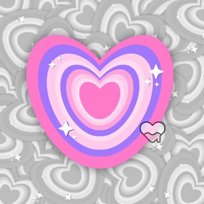 Striped Heart Pink Sticker