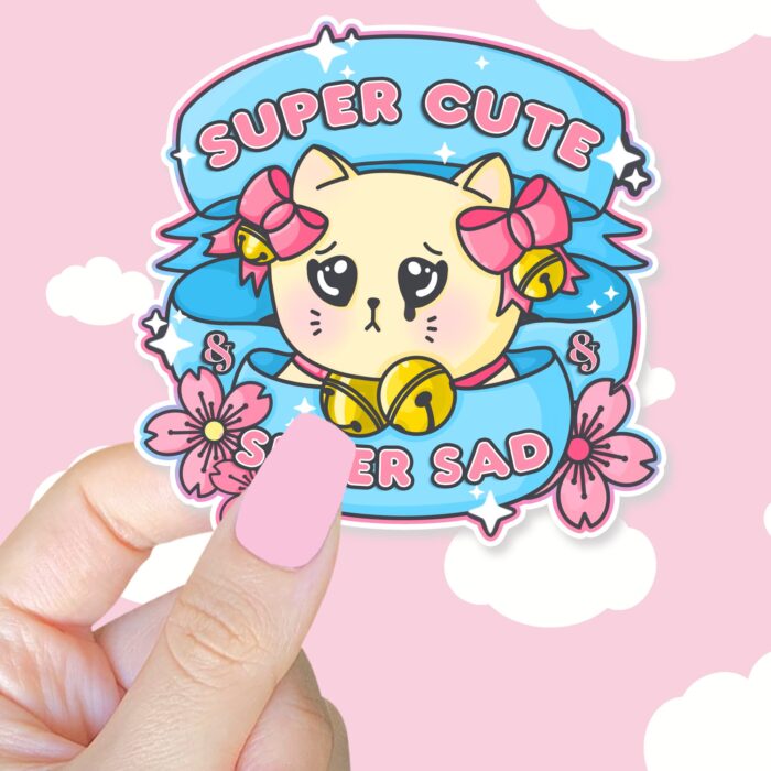 Super Cute Super Sad Cat Sticker