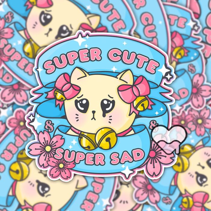 Super Cute Super Sad Cat Sticker