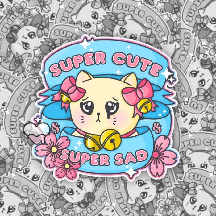 Super Cute Super Sad Cat Sticker