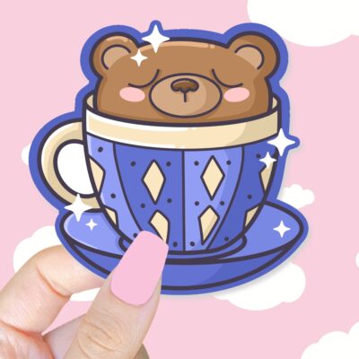 Teddy Tea Cup Sticker
