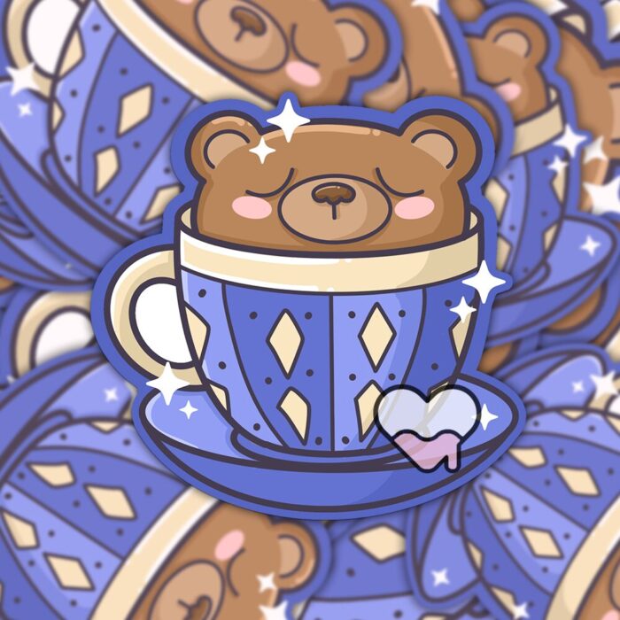 Teddy Tea Cup Sticker