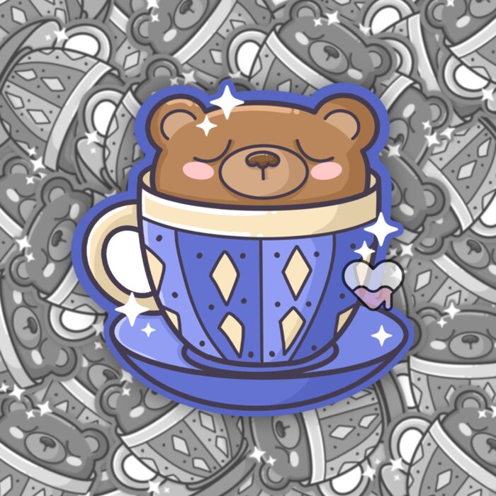 Teddy Tea Cup Sticker