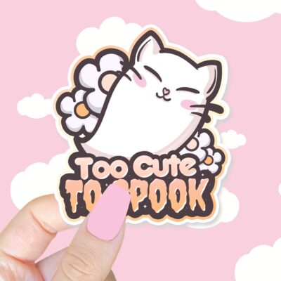 Too Cute To Spook Orange Sticker