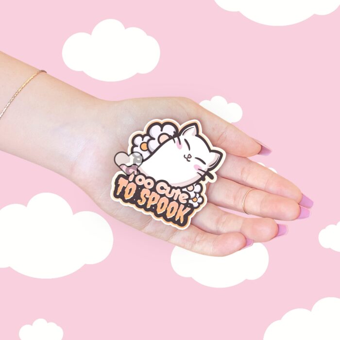 Too Cute To Spook Orange Sticker