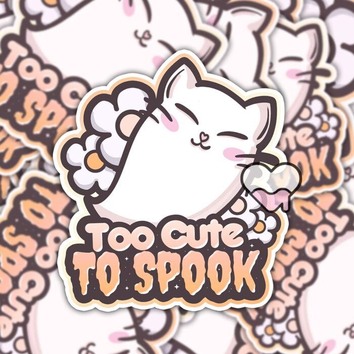 Too Cute To Spook Orange Sticker