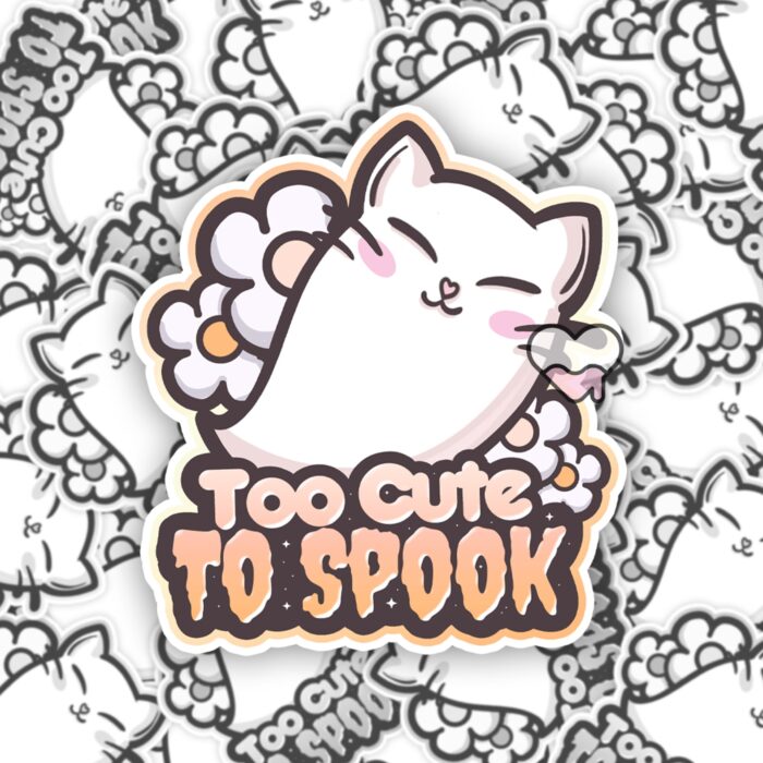 Too Cute To Spook Orange Sticker