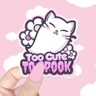 Too Cute To Spook Pink Sticker
