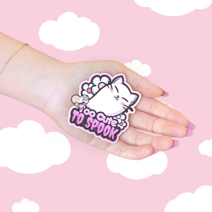 Too Cute To Spook Pink Sticker