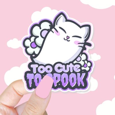 Too Cute To Spook Purple Sticker