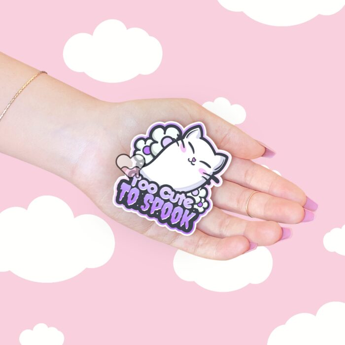 Too Cute To Spook Purple Sticker