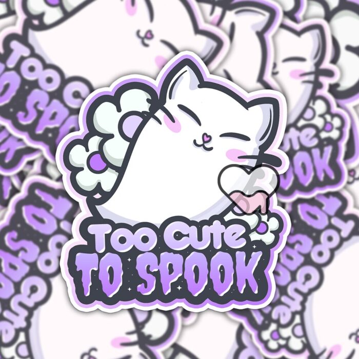Too Cute To Spook Purple Sticker