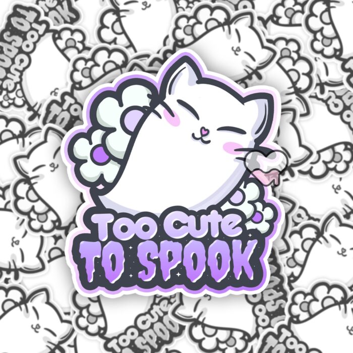 Too Cute To Spook Purple Sticker