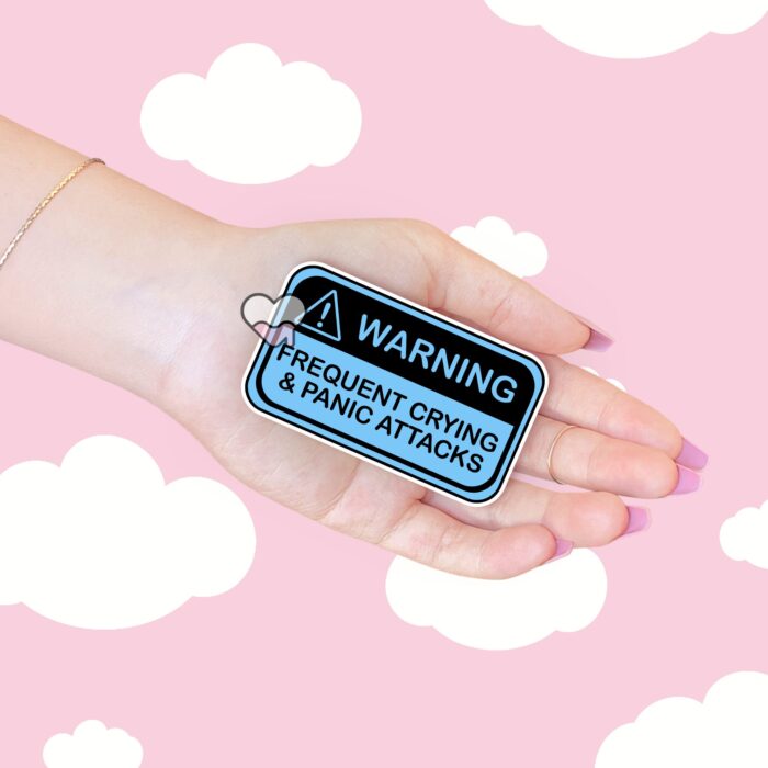 Warning Frequent Panic Attacks Blue Sticker