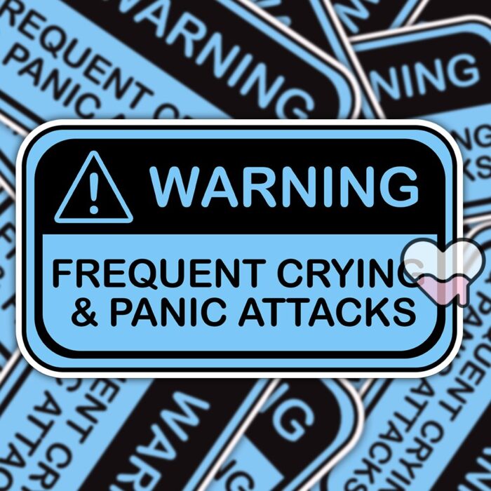 Warning Frequent Panic Attacks Blue Sticker